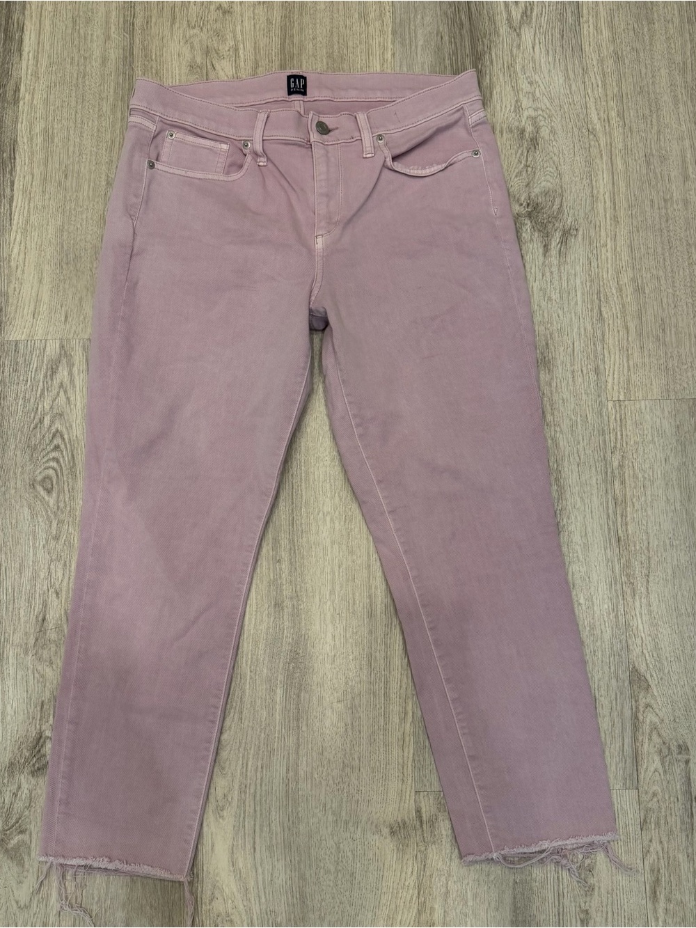 Gap True Skinny Lavender Cropped Raw‎ Hem Jeans Size 30 Stretch Denim